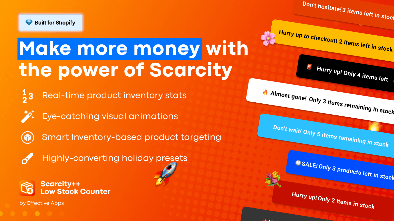 The low stock counter in action- appearing above add to cart