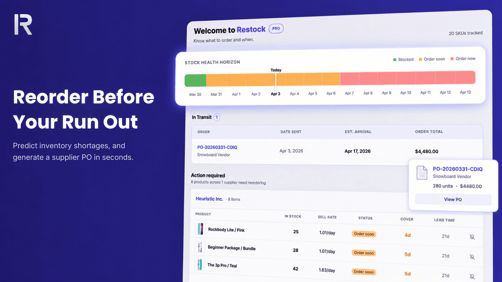 Never miss a reorder with low stock alerts and sell rate