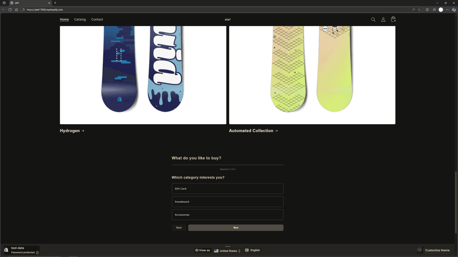 quiz interface