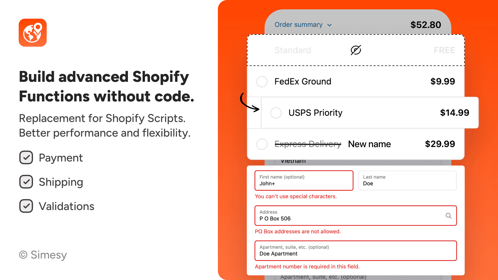 Simesy Checkout Rules