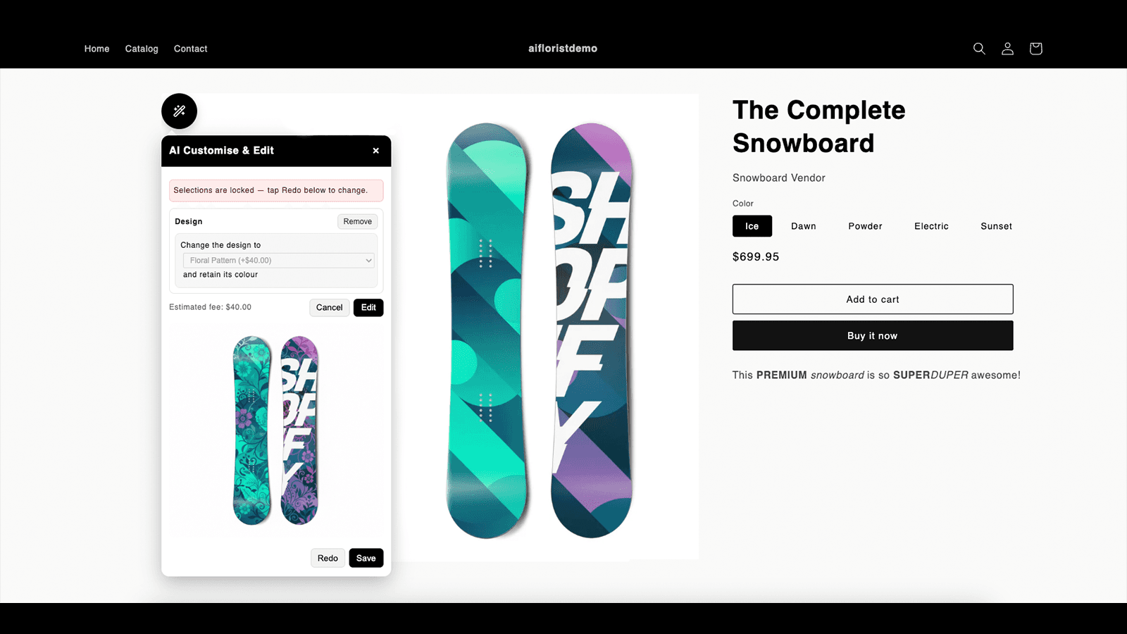Storefront Widget for customers to edit on your product page