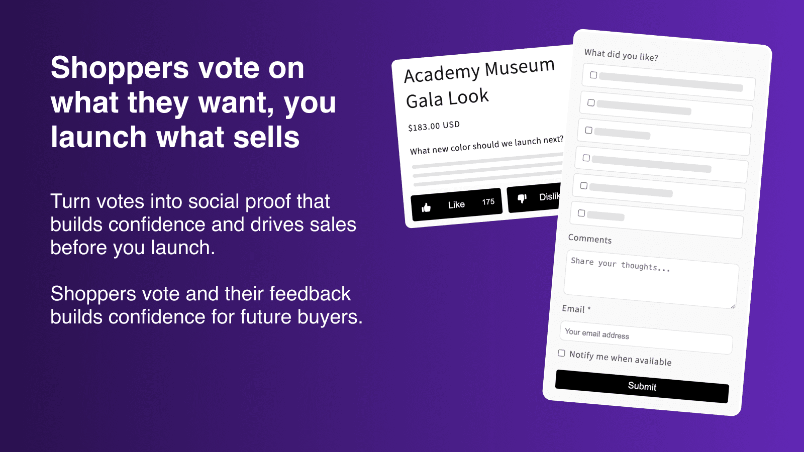 Allow users to vote on which products they like the most