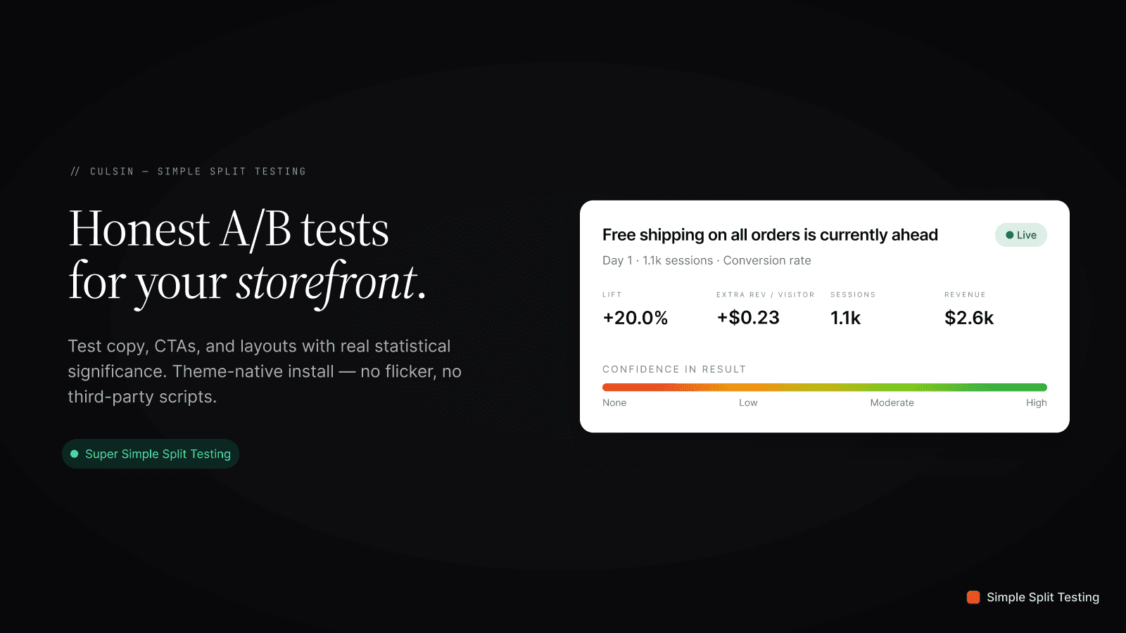 Culsin Simple Split Testing - A/B tests for your shopify store