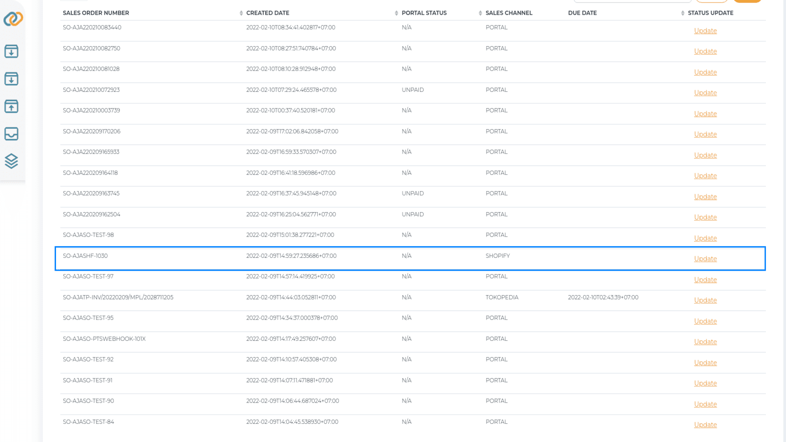 Praktis Sales Order List