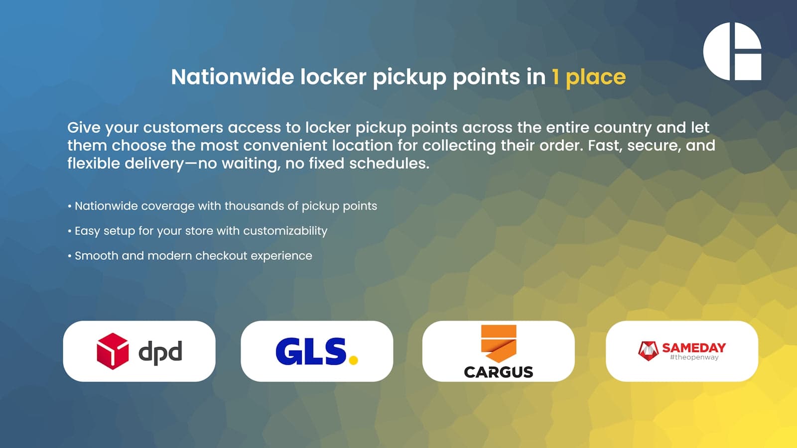 Nationwide locker pickup points for your checkout