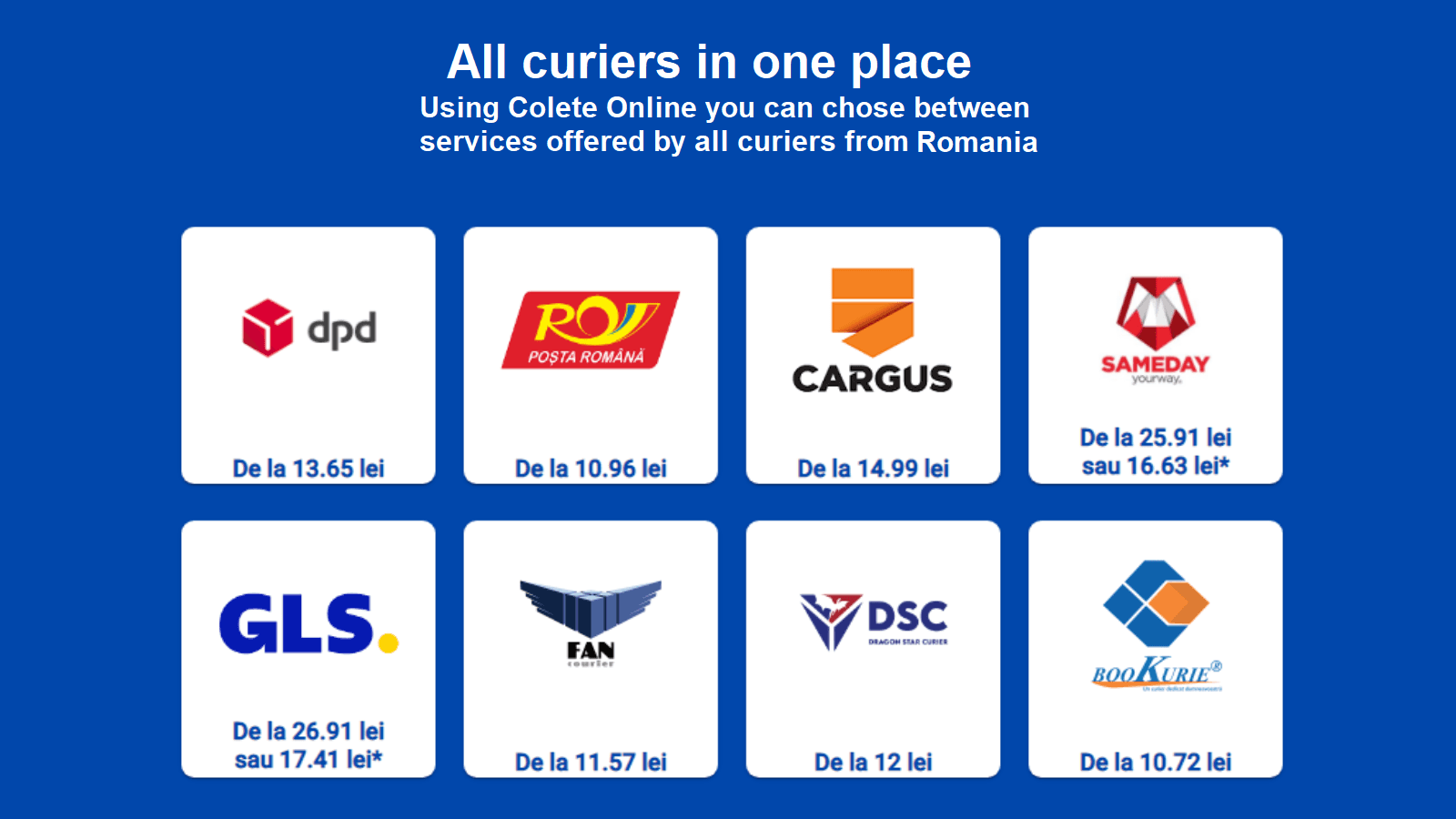 All the curier companies in one place