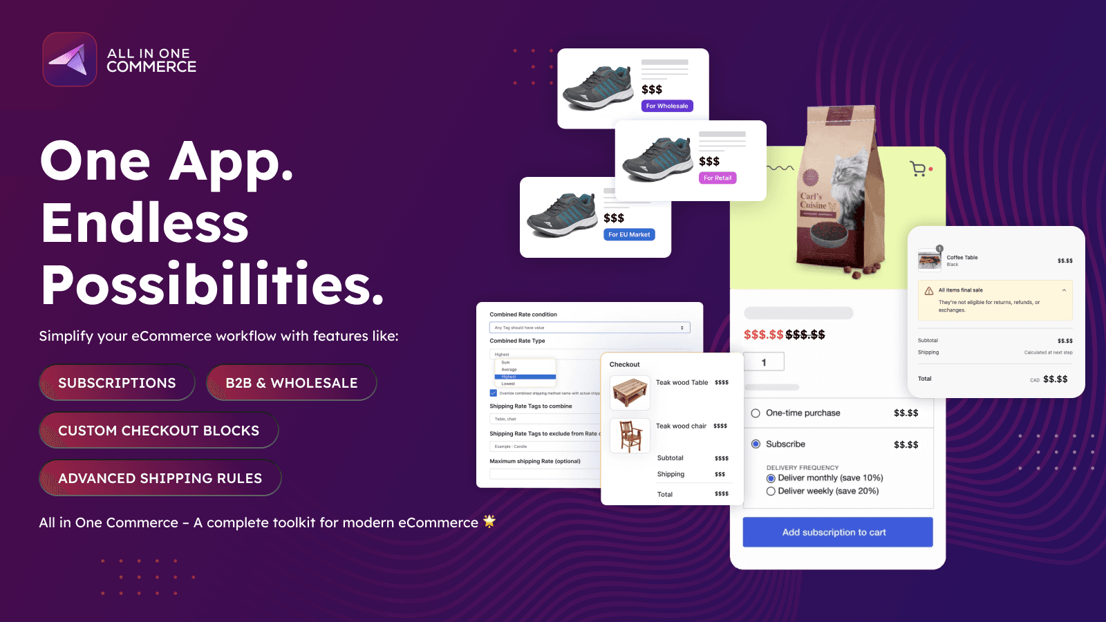 All in One Commerce β Simplify subscriptions, B2B & checkout.