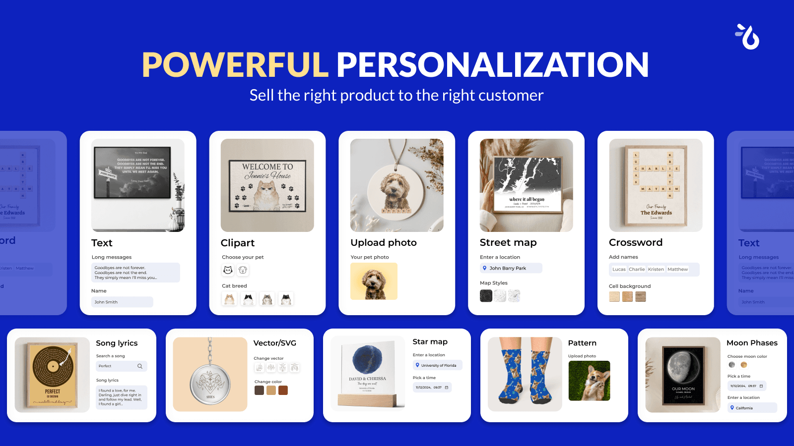 Powerful personalization by Teeinblue Product Personalizer