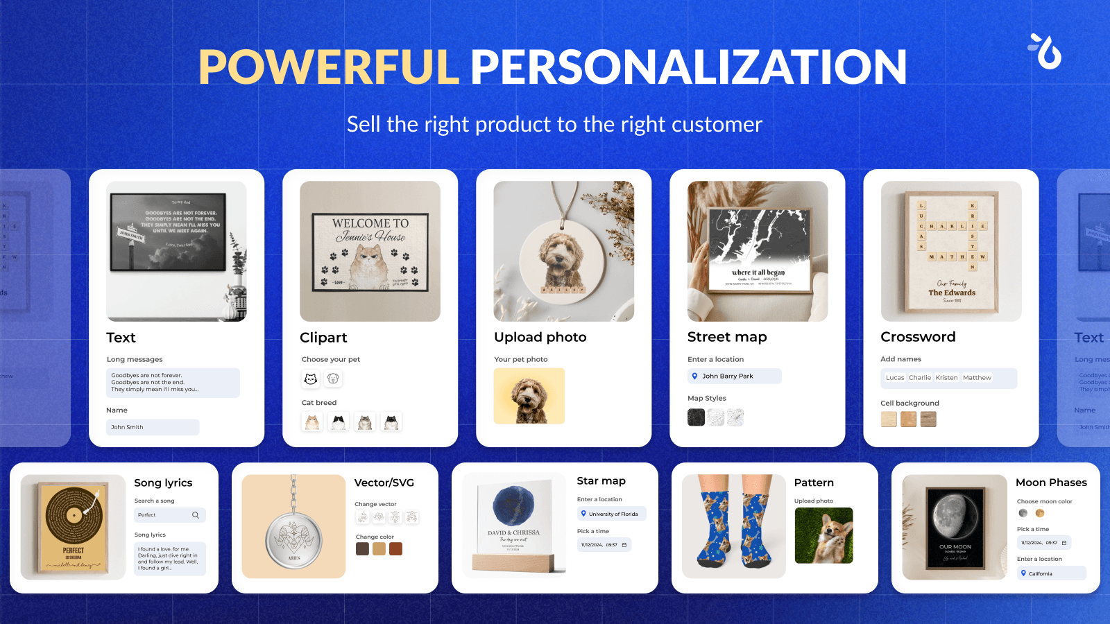 Powerful personalization by Teeinblue Product Personalizer