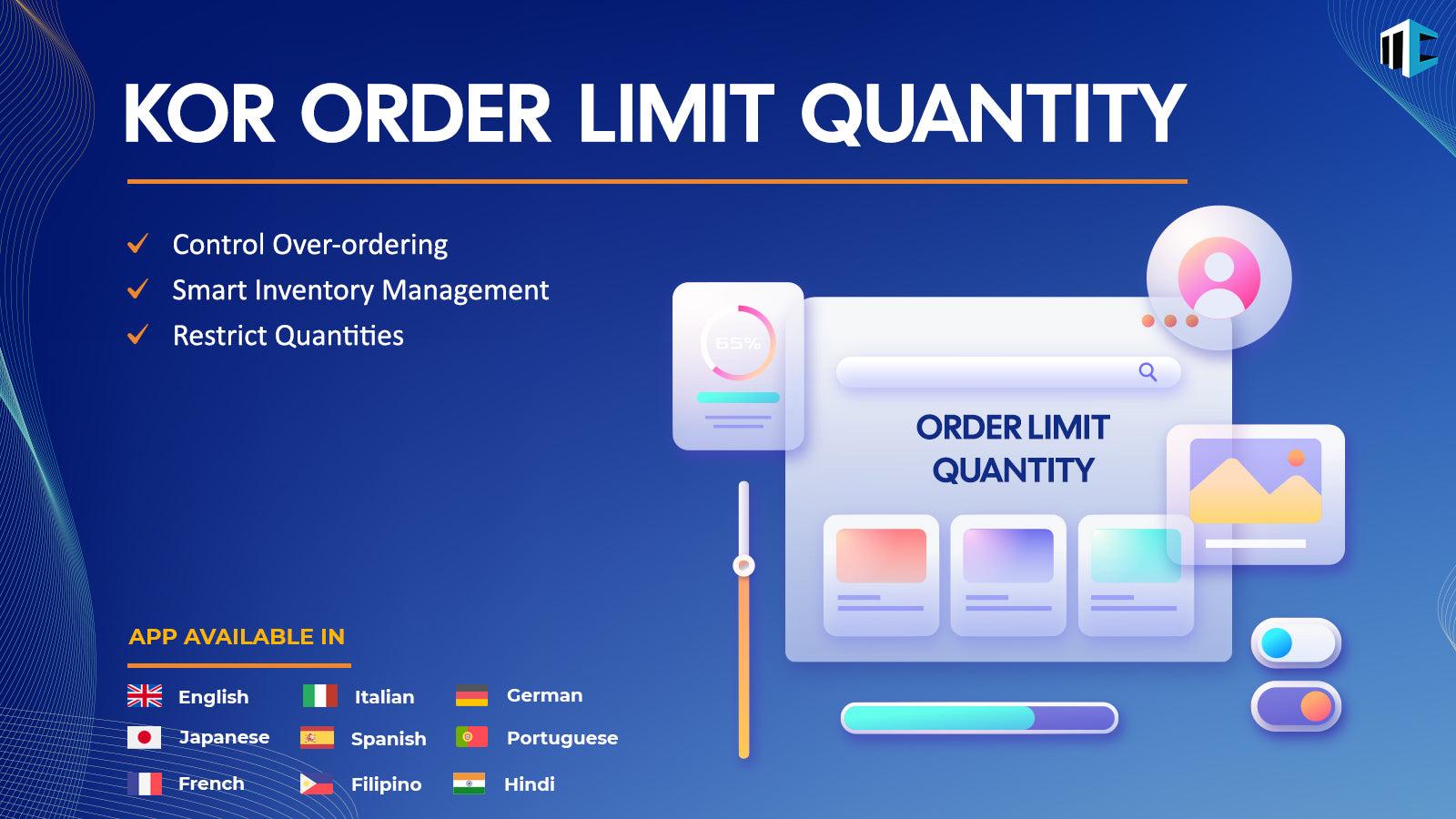KOR Order Limit Quantity Shopify App