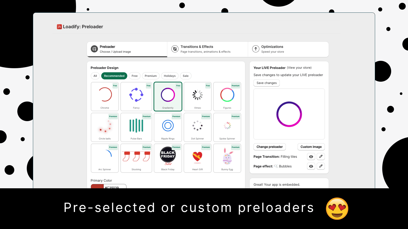 Animated logo, 50+ seasonal & branded screens