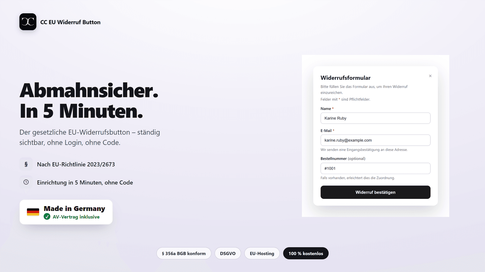 EU-Widerrufsbutton: Widerrufsformular im Shop