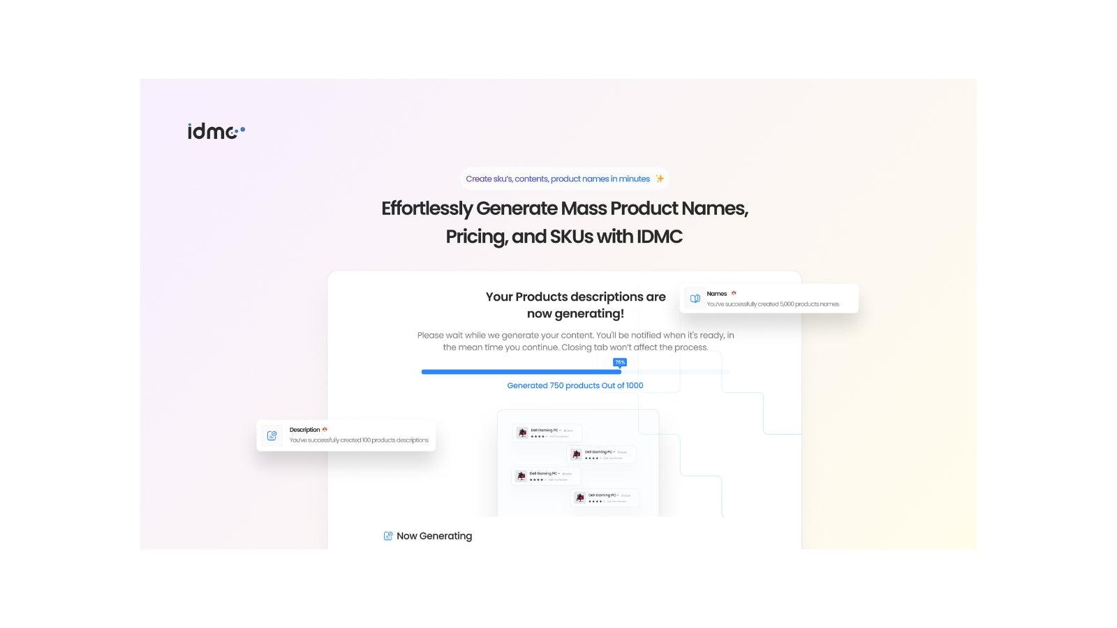 Generate product names, SKUs, pricing and descriptions at scale