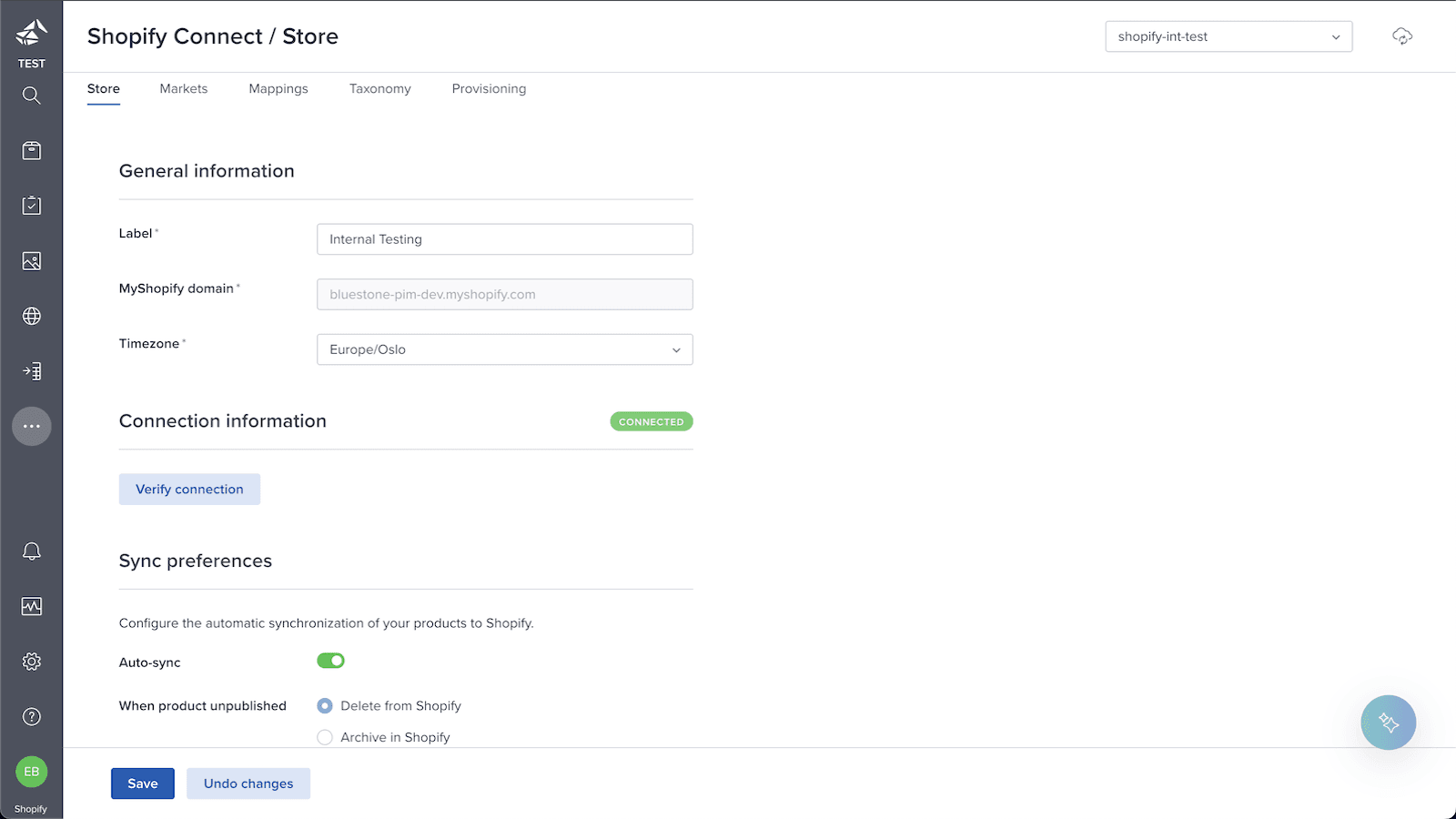 Store configuration