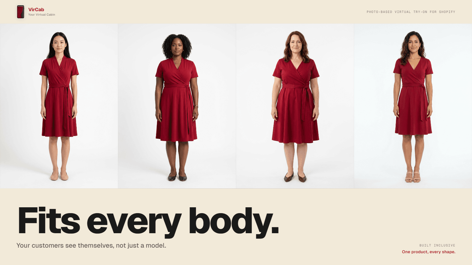 AI virtual try-on for every body shape and size.