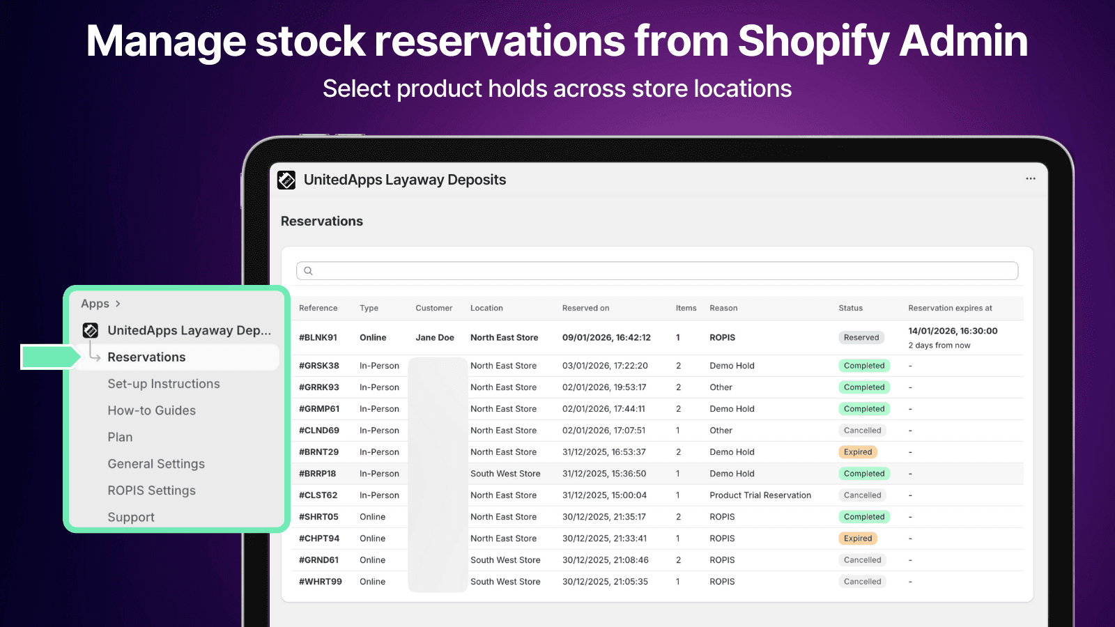 Manage all store reservations from one dashboard