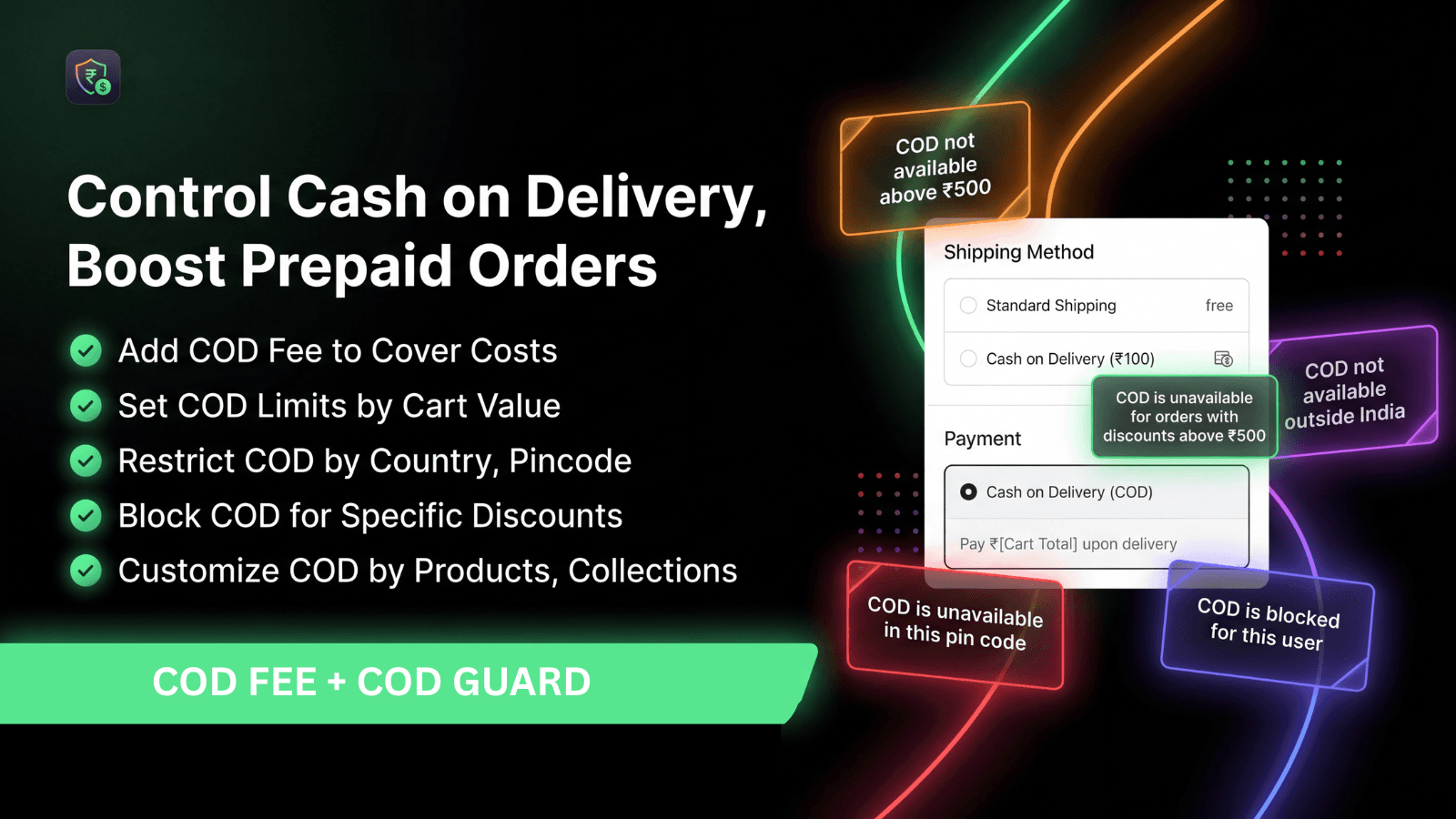 cash on delivery fee and rules