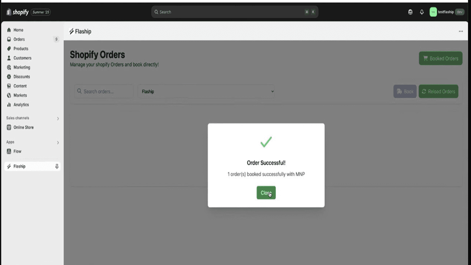 Order successfull