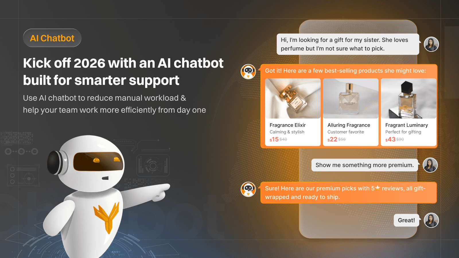 AI Chatbot automatically responds to customer questions 24/7