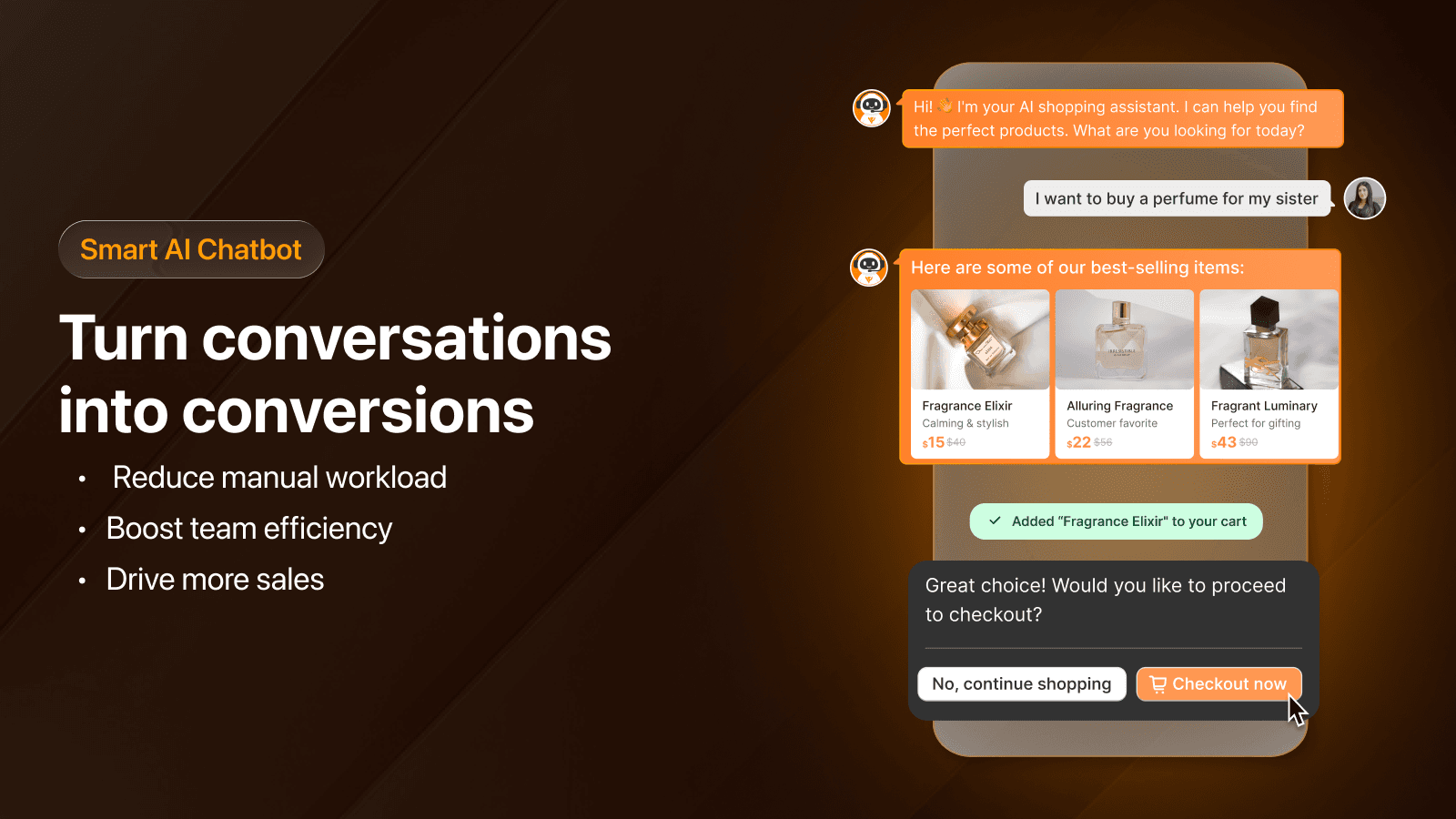 AI Chatbot automatically responds to customer questions 24/7