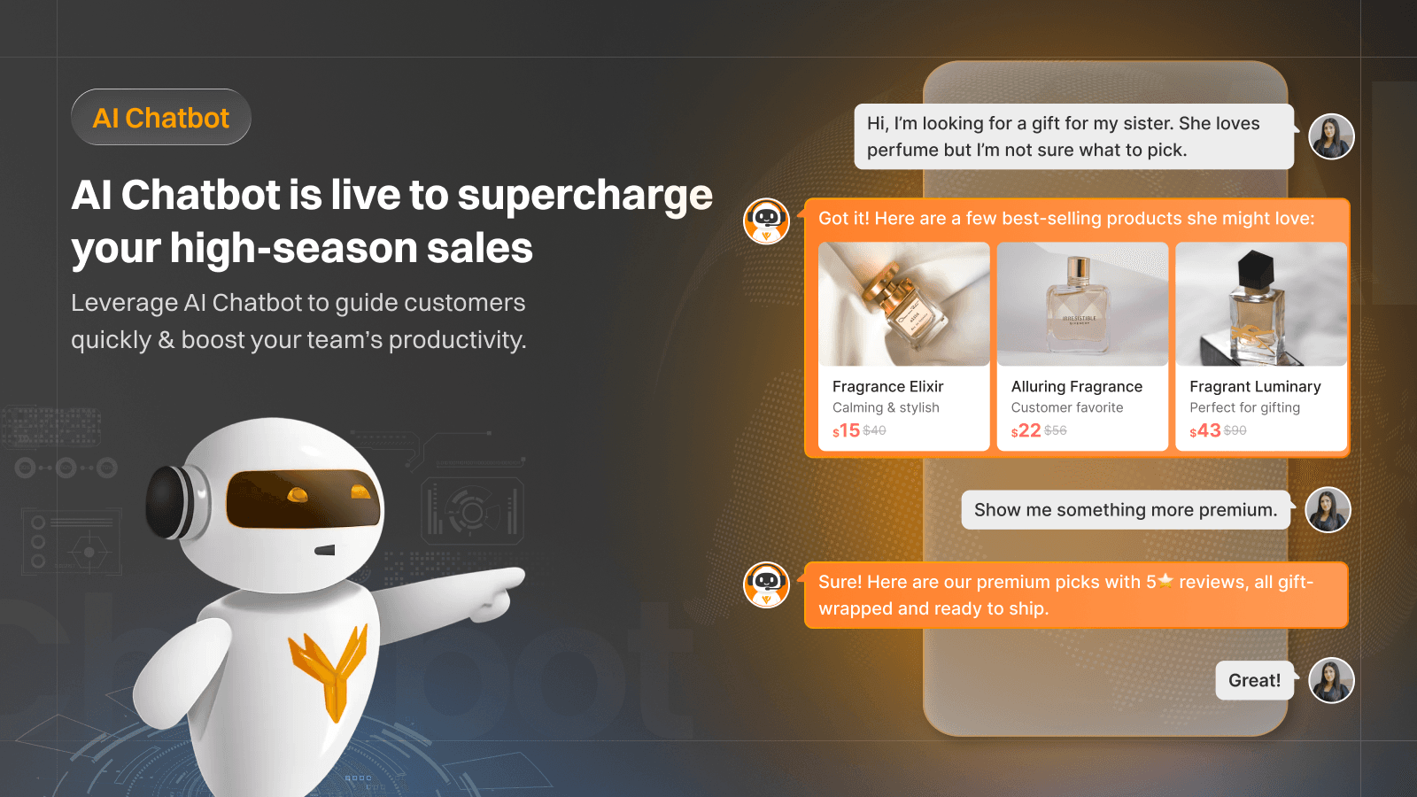 AI Chatbot automatically responds to customer questions 24/7