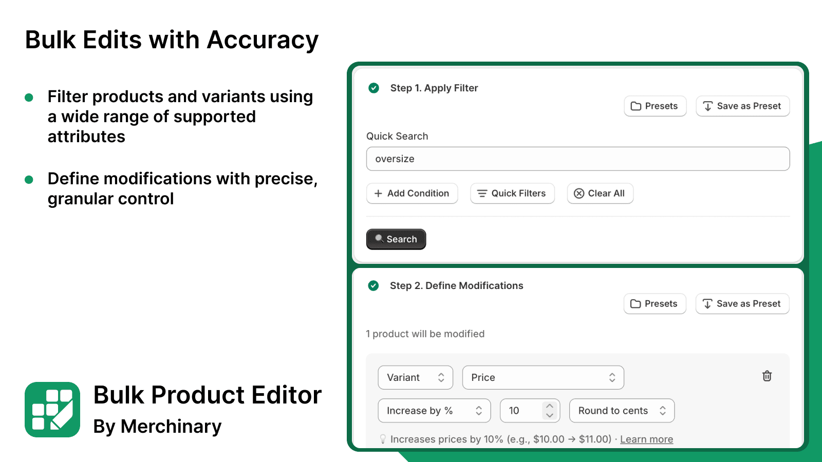 Merchinary Bulk Product Editor Home Page