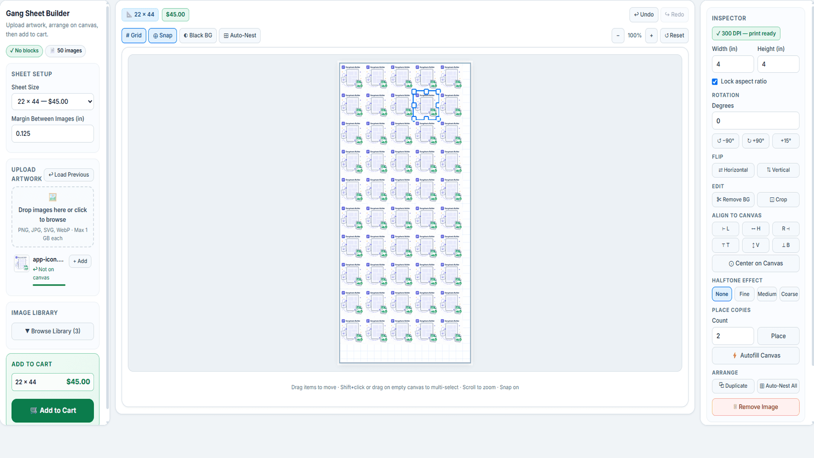 Gangsheet builder