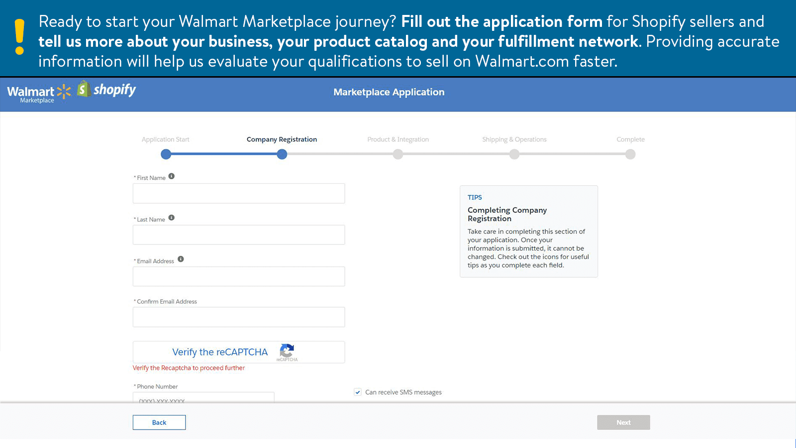Walmart Marketplace application