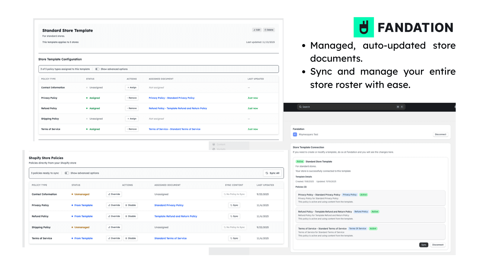 Create and sync Fandation docs to your store.