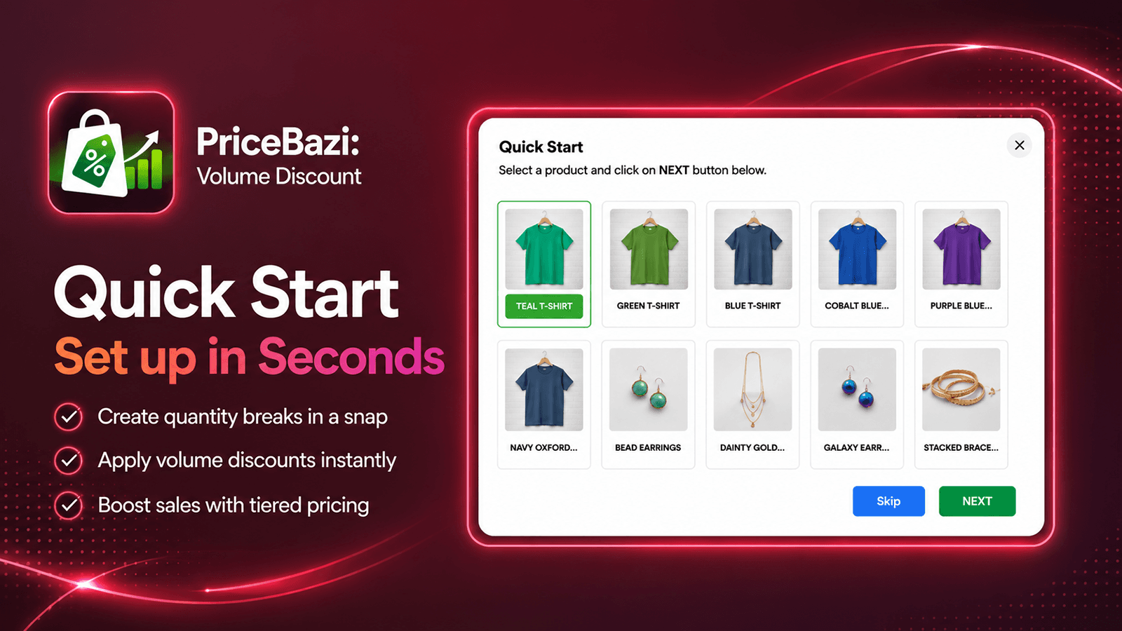 Pricebazi volume discount app quick start dashboard