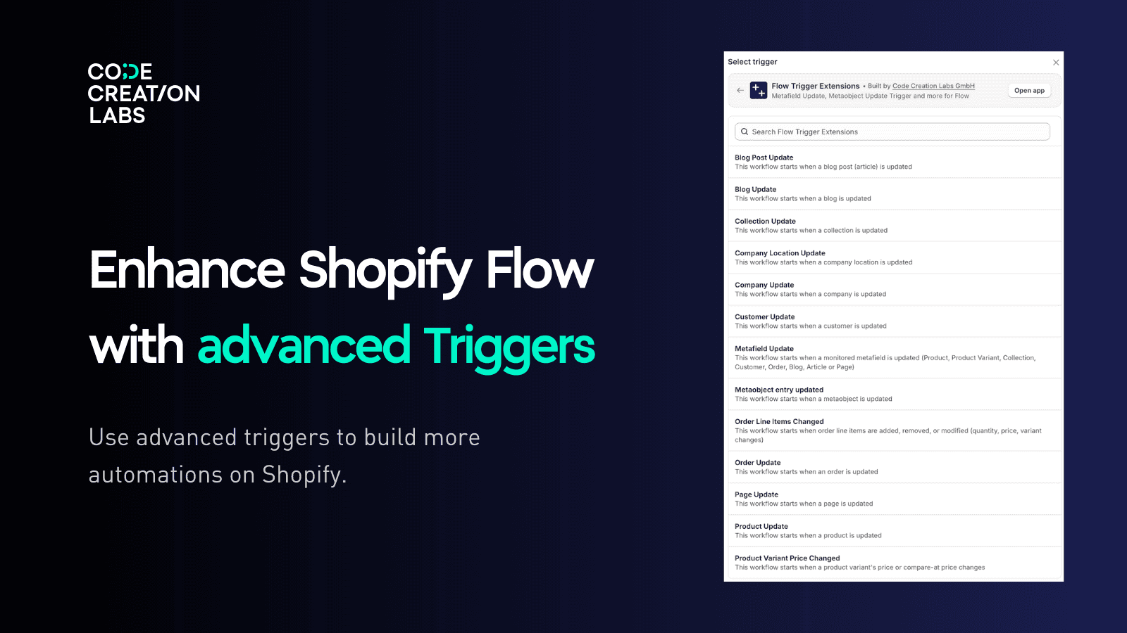 Main Screenshot showing a screenshot of all triggers