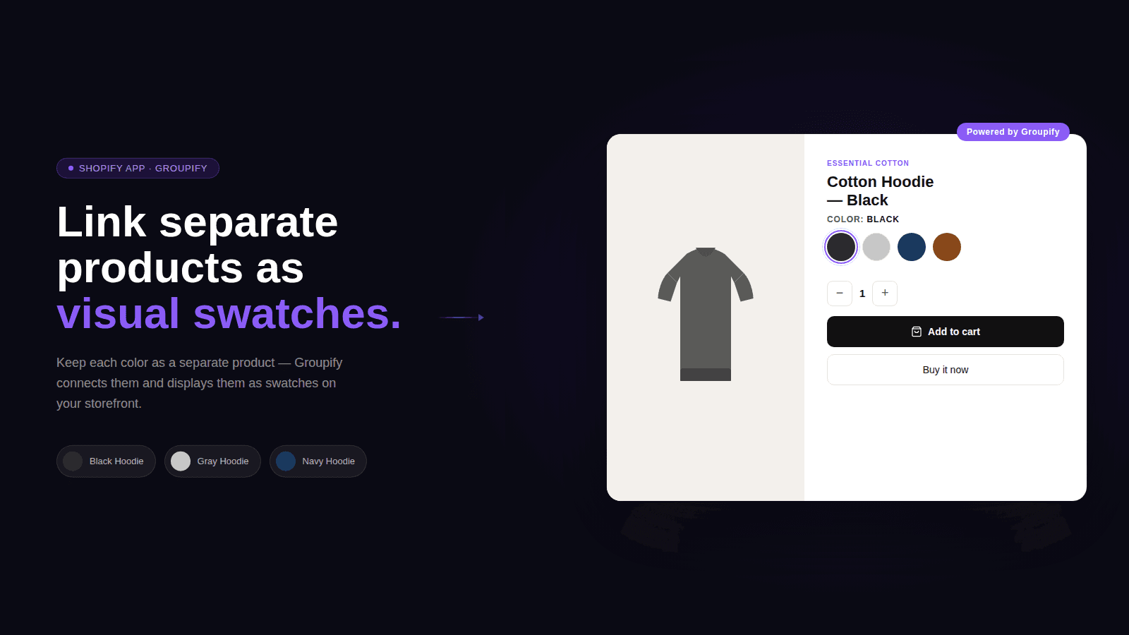 Link separate products as visual swatches