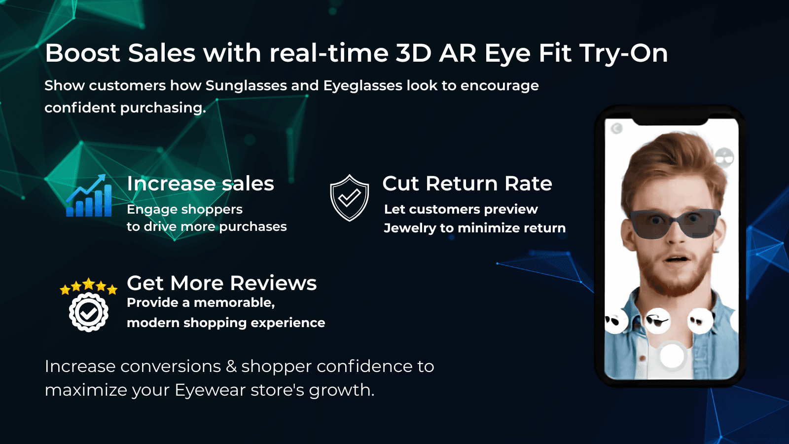 Boost Sales with real-time 3D AR eyewear try-on app screen