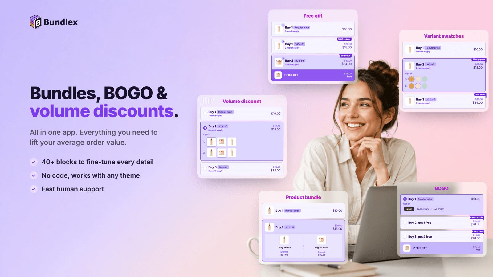 Bundles, BOGO and quantity discounts builder