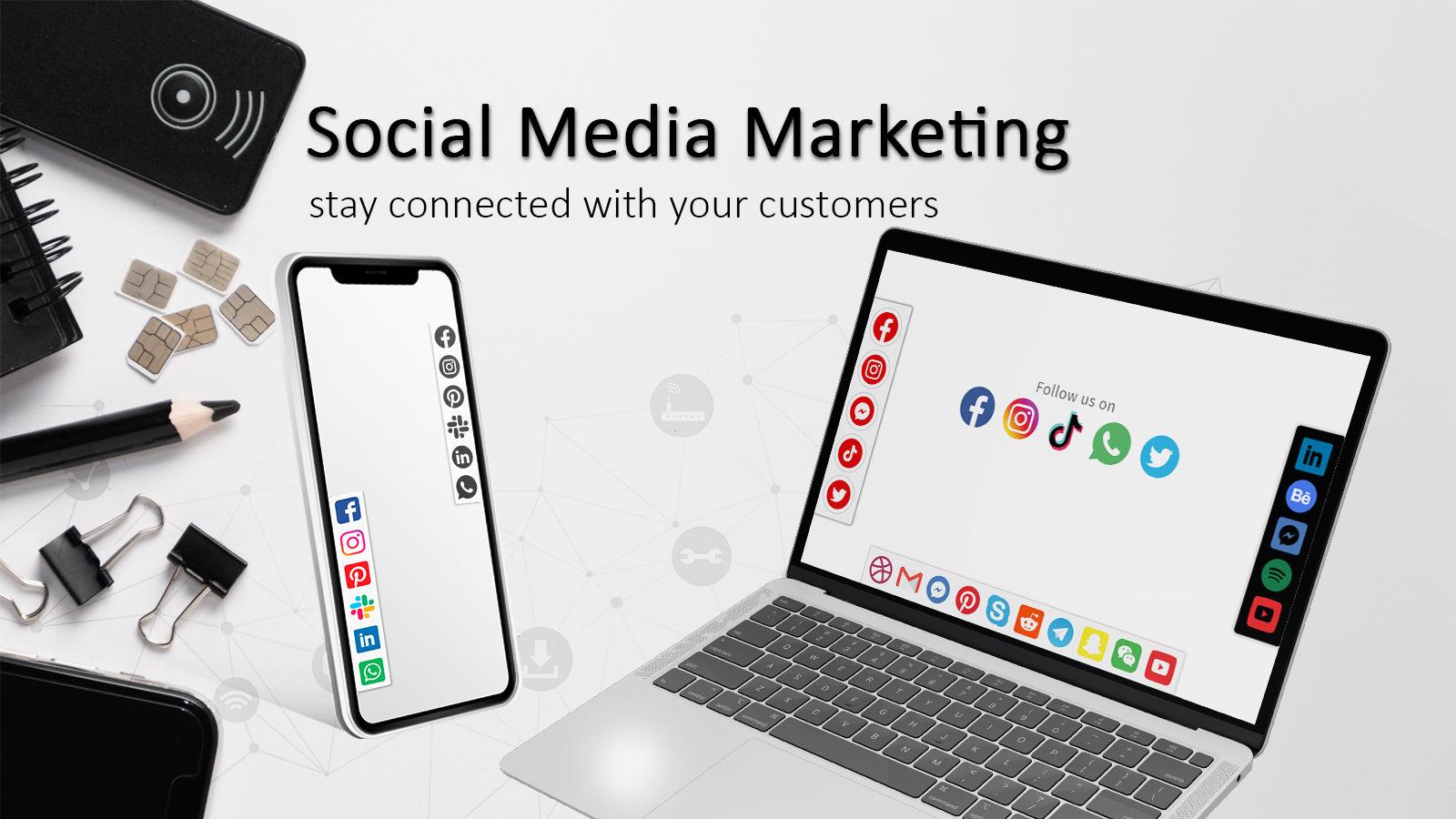 Social media icons floating banner the best design
