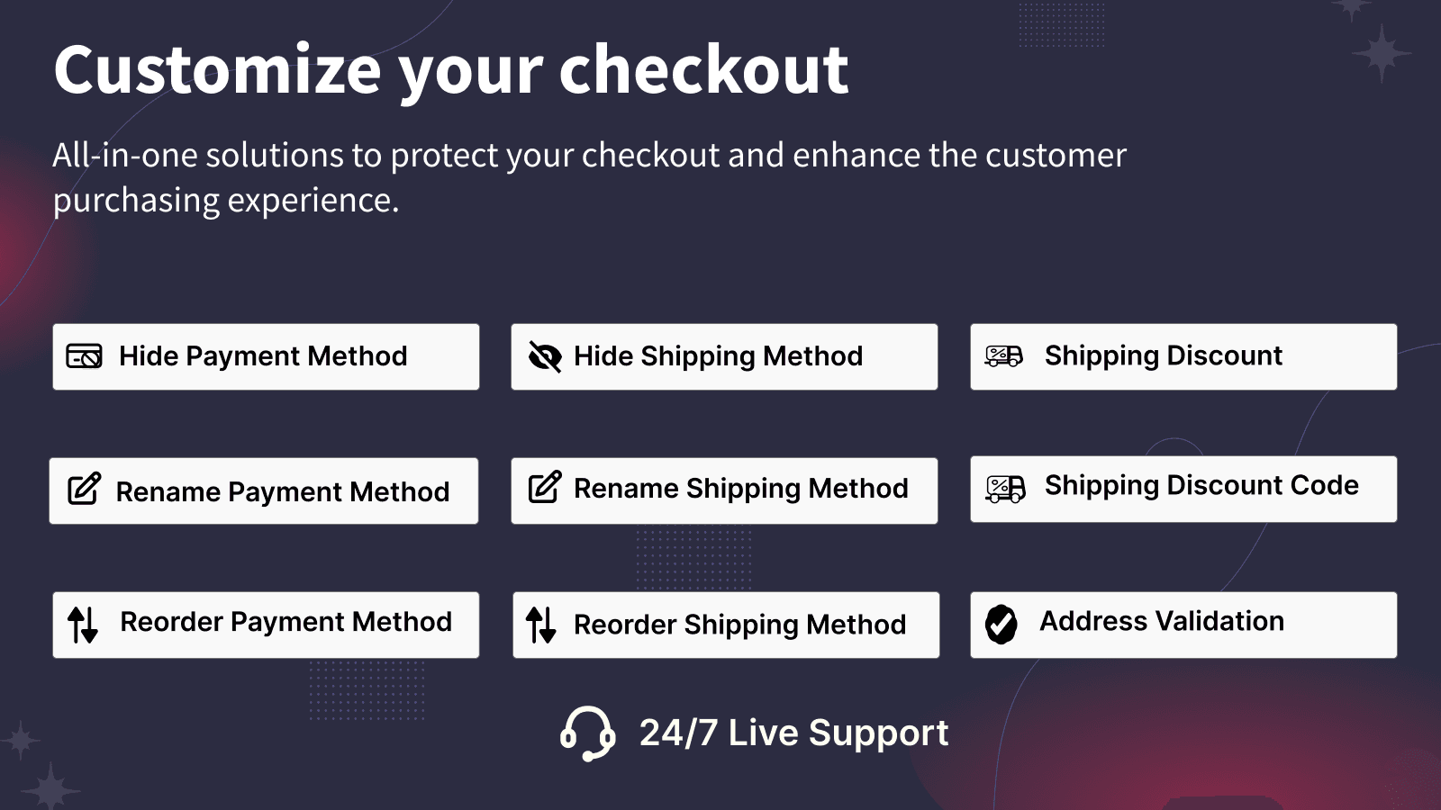 All-in-one solution for checkout rules, payment control