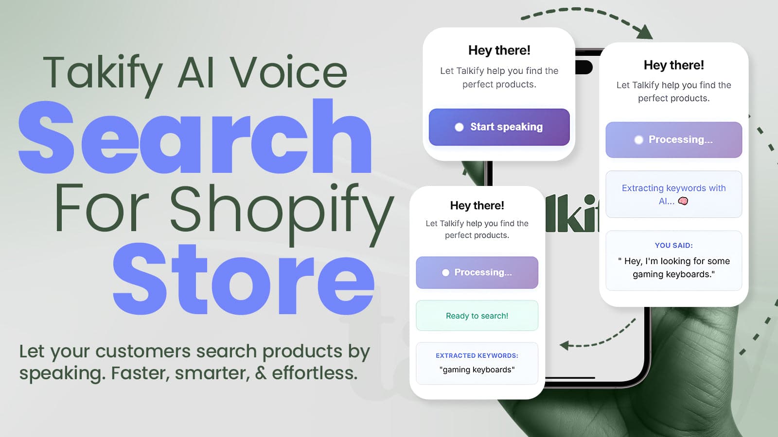 Voice search interface for Shopify store product discovery