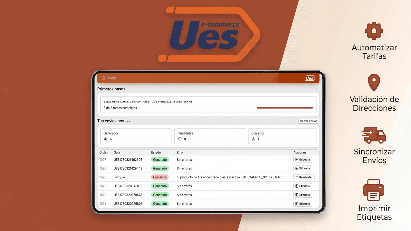 Ues envíos front page