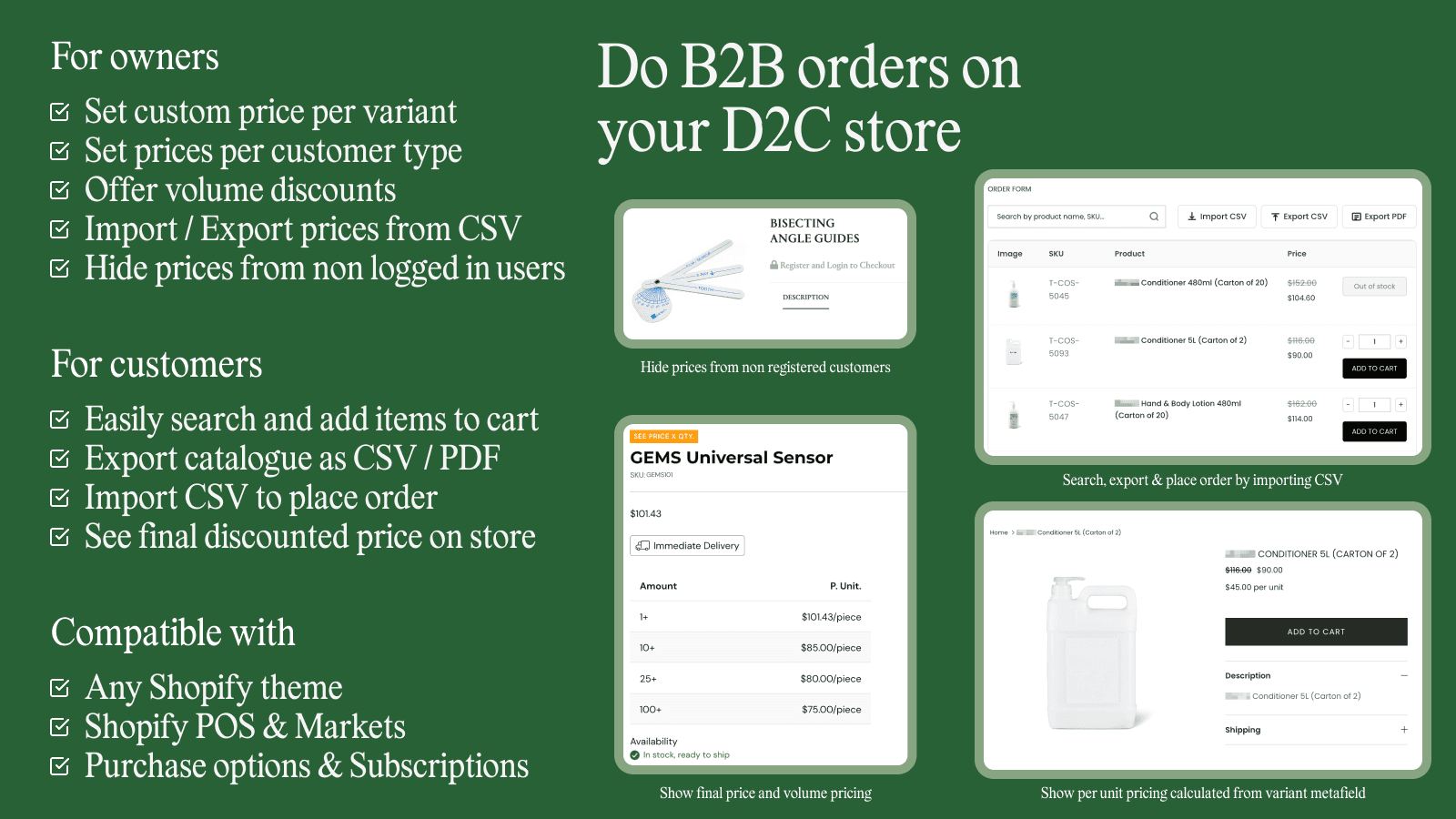 B2B orders on your D2C Shopify store without using draft orders.