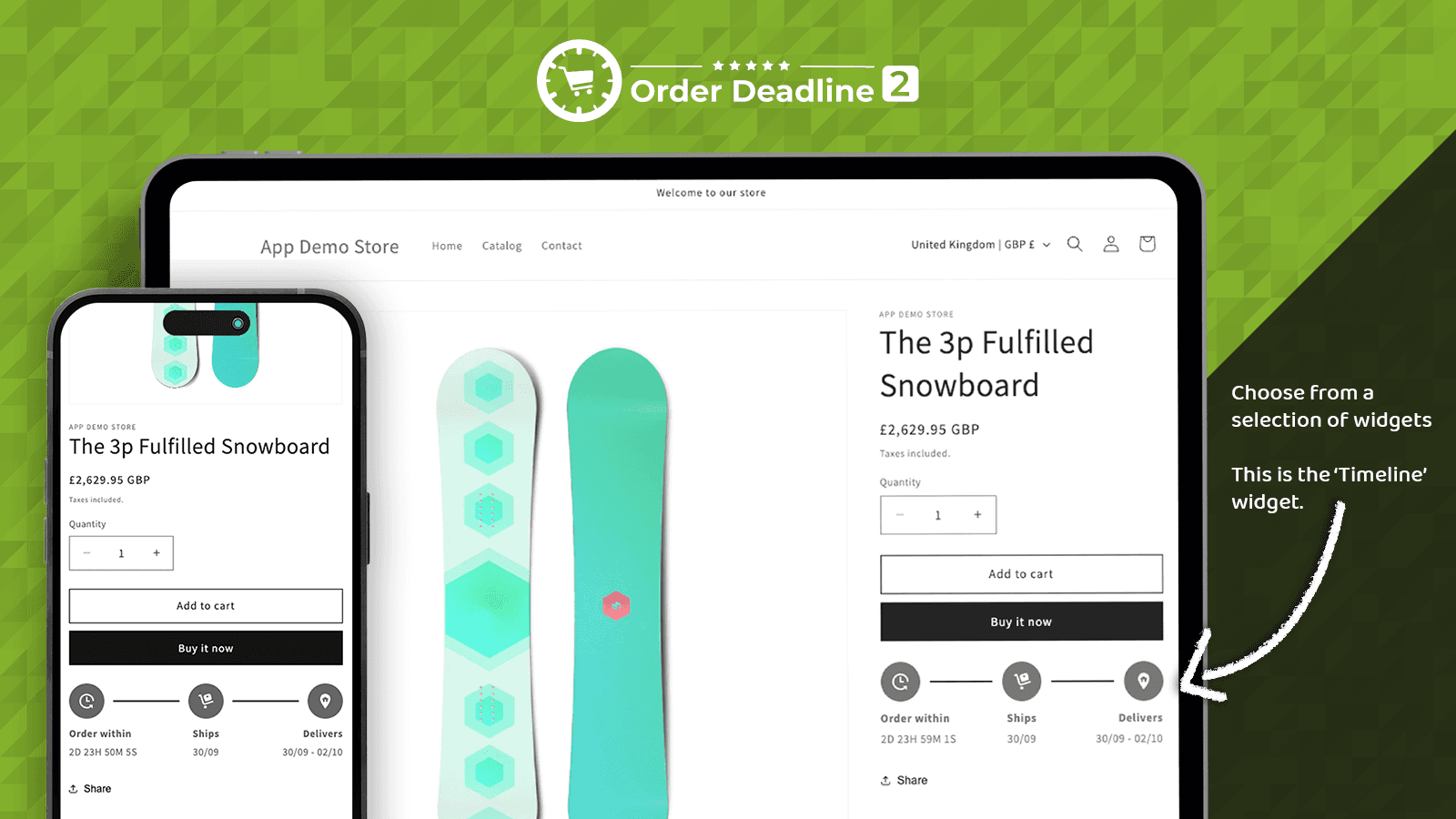 Responsive Shopify widgets showing estimated delivery dates