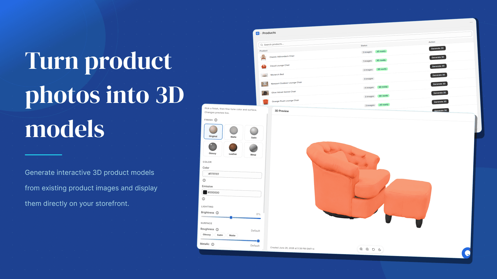Generate interactive 3D models from Shopify products