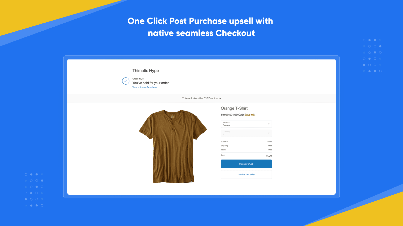 Post Purchase Upsell