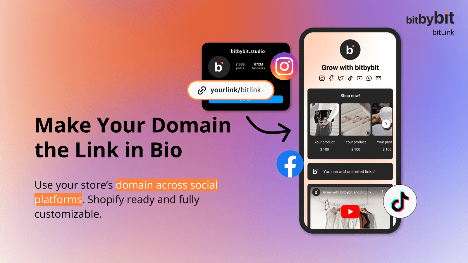 bitlink link in bio shoppable your own domain