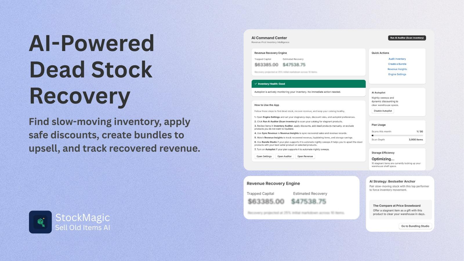 AI dashboard for dead stock recovery and bundling