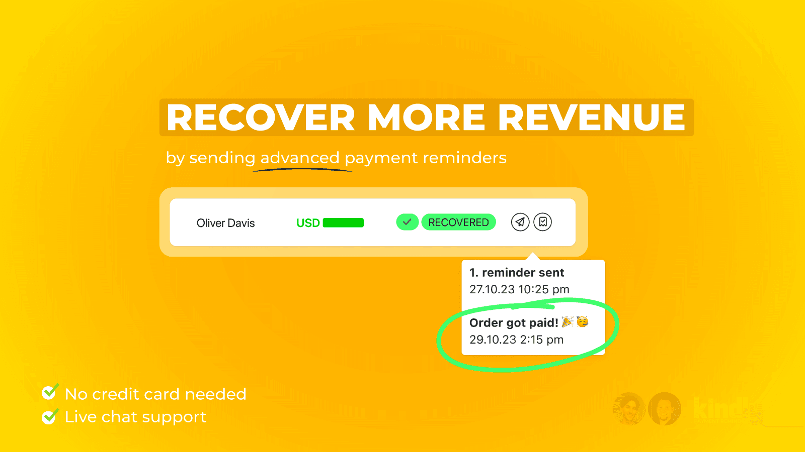 Send payment reminders via email or SMS to unpaid orders