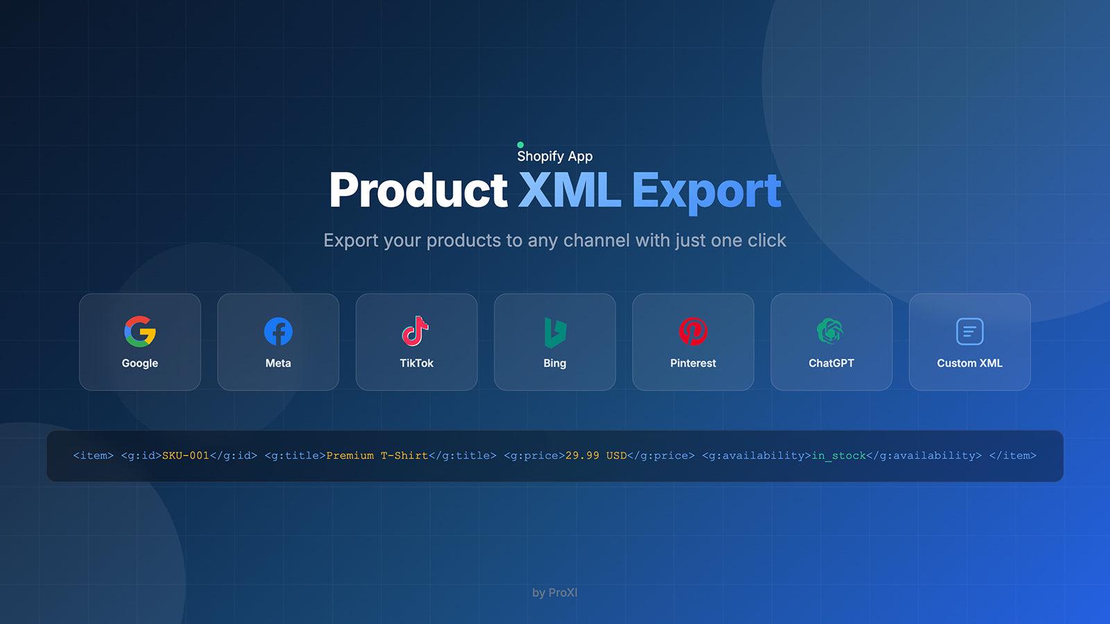 Export products in your store to XML format with a single click.