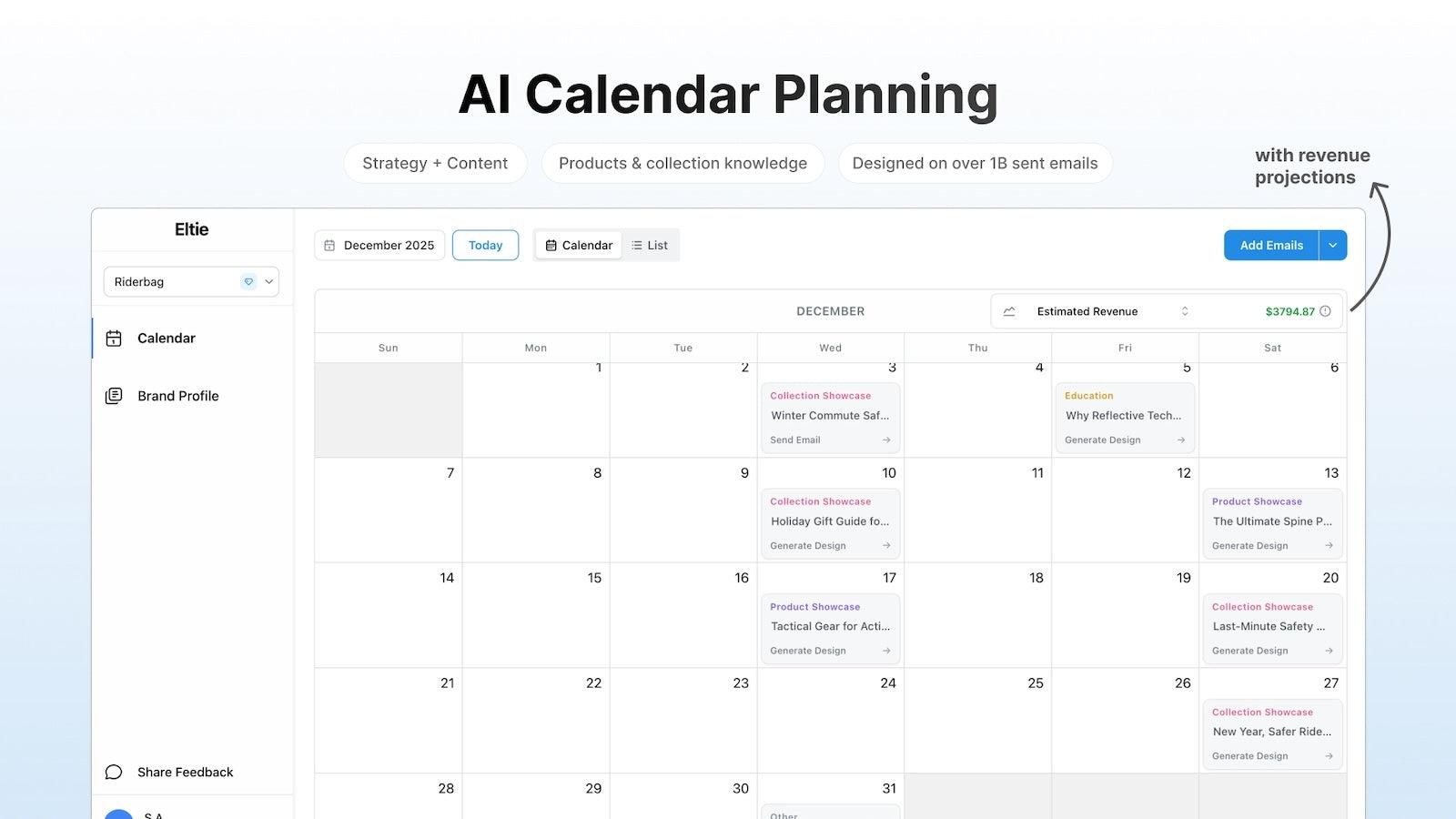 Eltie AI's AI Calendar Planning