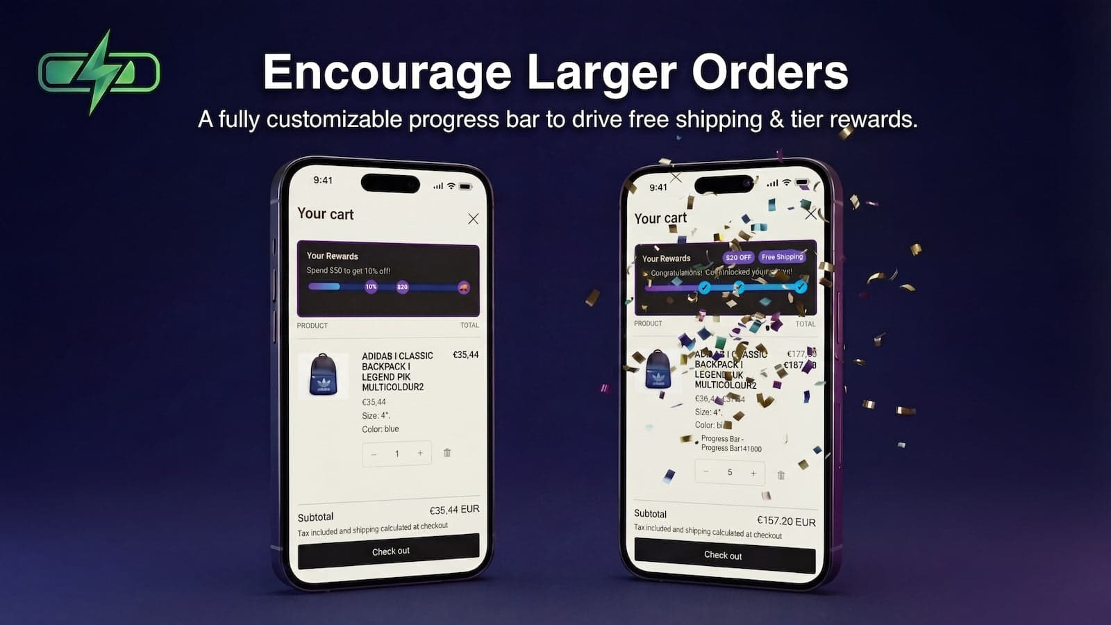 Encourage Larger Orders with customizable progress bar