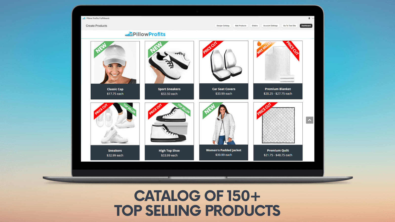 Print-on-demand product catalog in-app