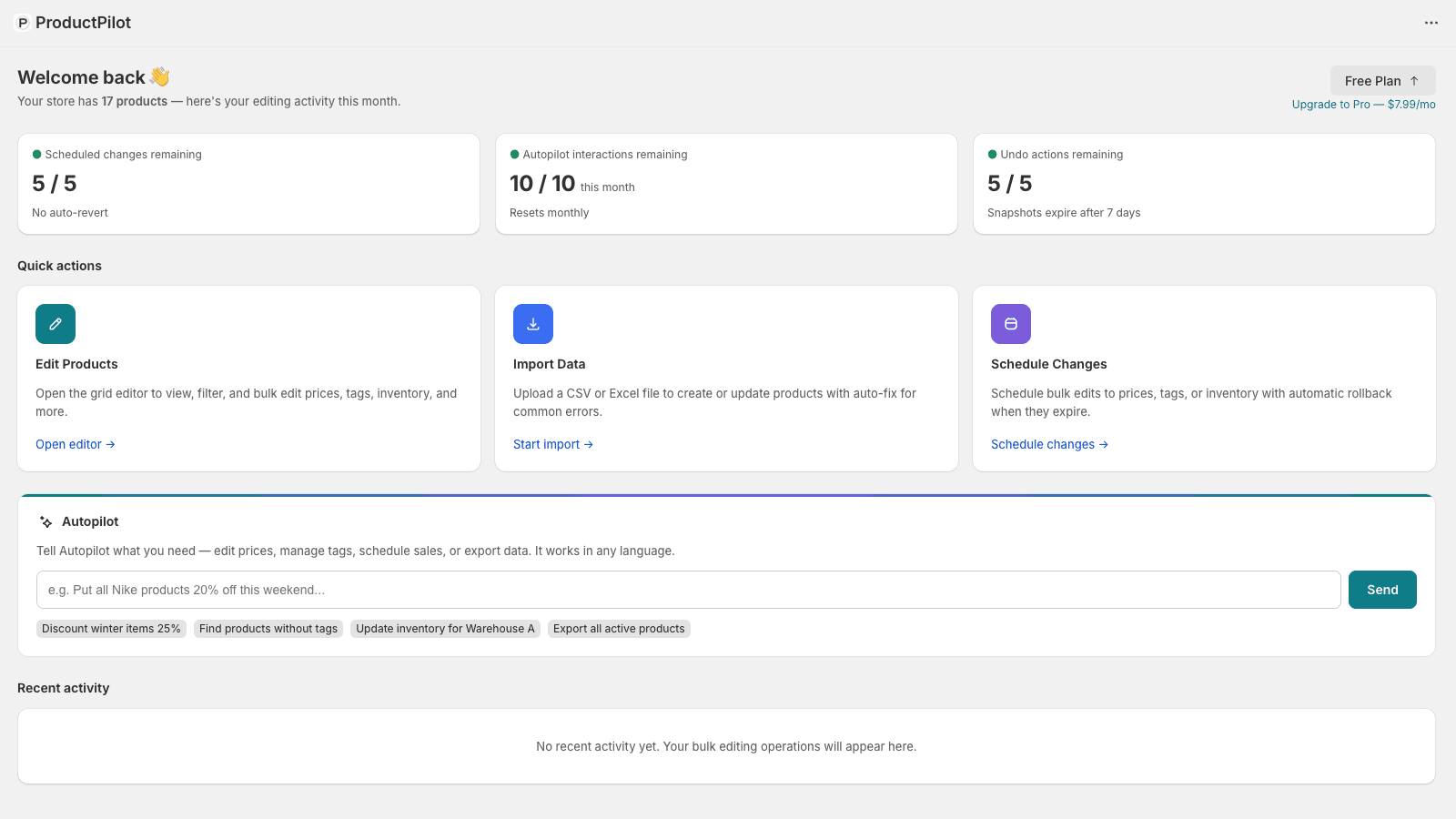 ProductPilot Dashboard